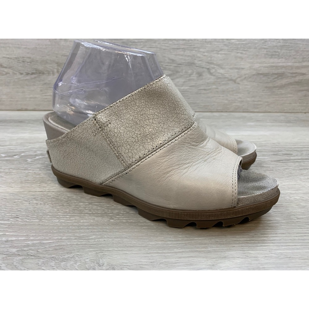 Sorel Joanie II Women's Sandals‎ Mule Dove Gray Silver Metallic Wedge 9 Shoes